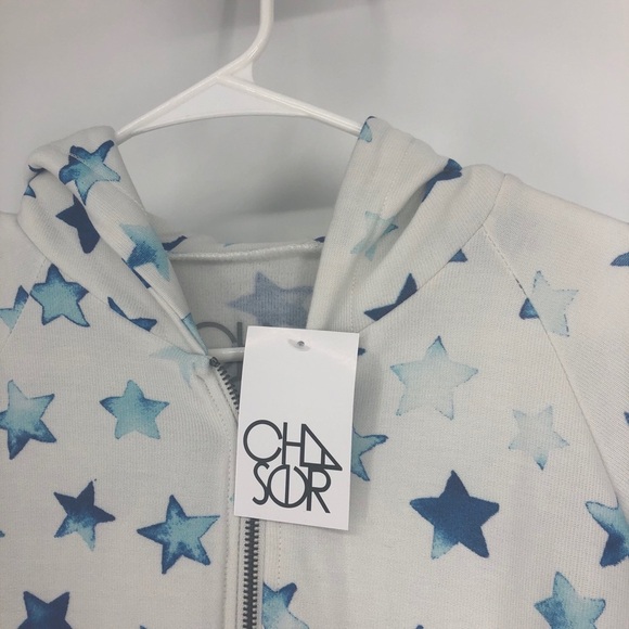 CHASER NWT INDIGO BLUE STAR HOODIE SWEATSHIRT S M - Picture 3 of 9